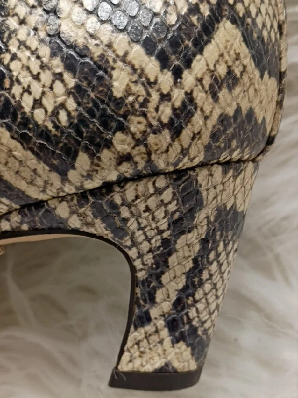 New Sam Edelman Margo Leather Snake-Print Chelsea Ankle Boots in Beige and Black